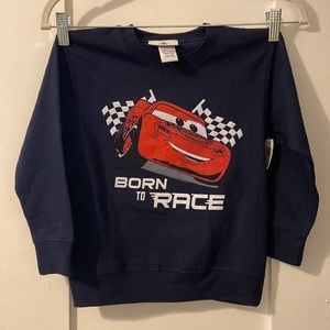 NWT ‘Born to Race’ Lightning McQueen Cars 4T sweatshirt long sleeve sweater navy